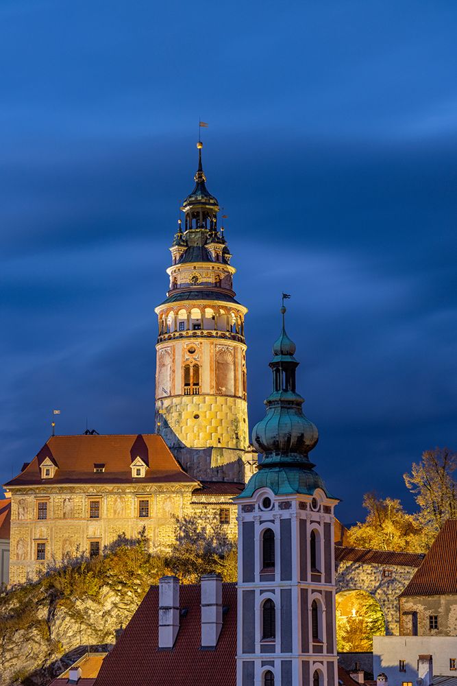 Stormy Skies over town of Cesky Krumlov in the Czech Republic